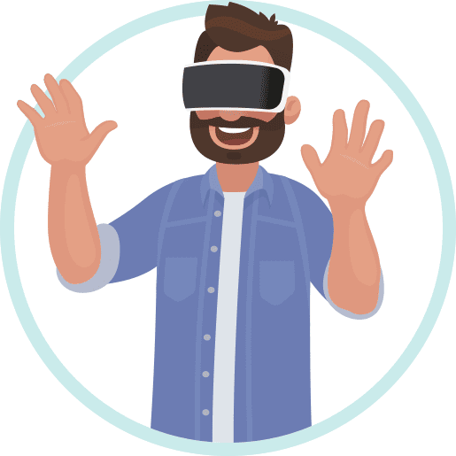 afbeelding persoon met VR bril